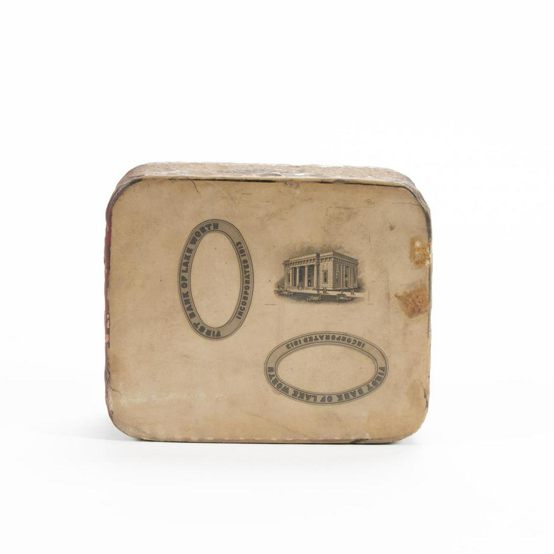 FIRST BANK OF LAKE WORTH, LITHOGRAPHY STONE: American, early 20th century. "First Bank of Lake Worth (probably Florida)" lithography printing stone. Approx. w. 6.125" Item from the Estate of Forest "Tag" Hunter, Atlanta, GA.