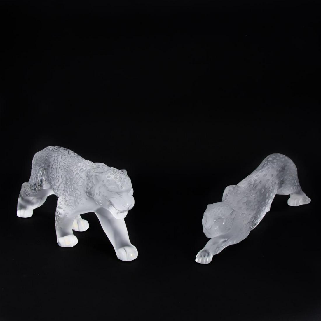 2PCS LALIQUE FROSTED FIGURES JAGUAR & PANTHER (1 of 6)
