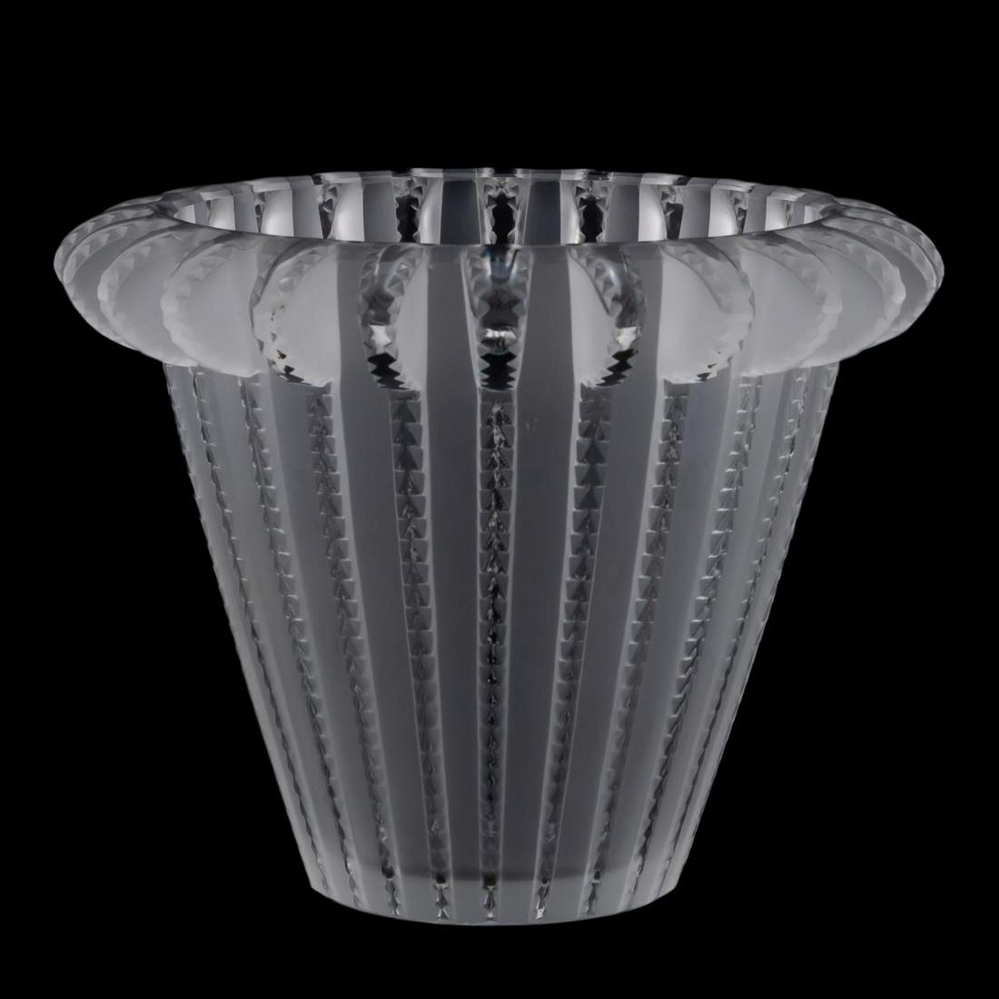 LALIQUE ART DECO "ROYAT" FROSTED CRYSTAL VASE (1 of 4)