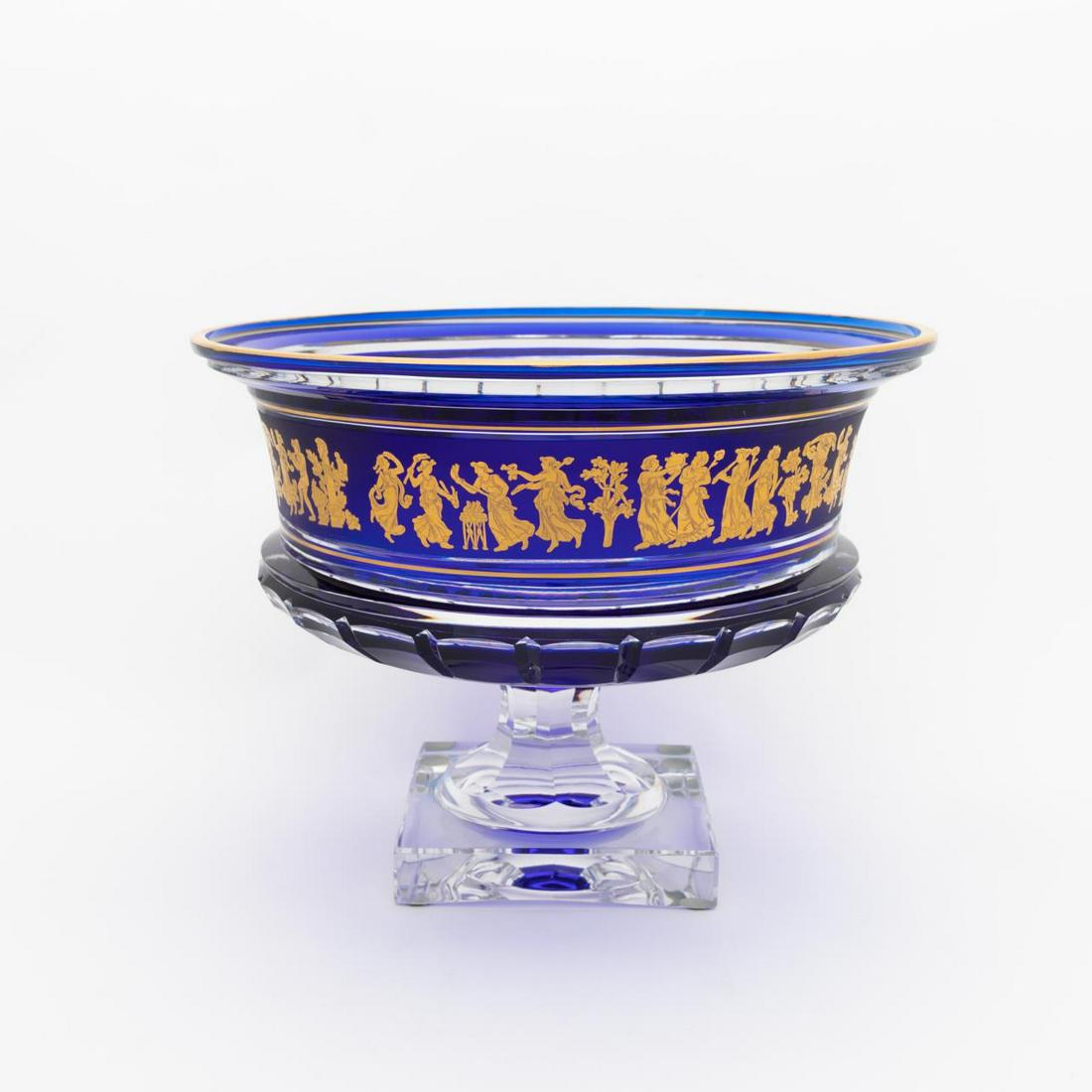 VAL ST. LAMBERT COBALT & GILT CRYSTAL CENTERPIECE (1 of 6)