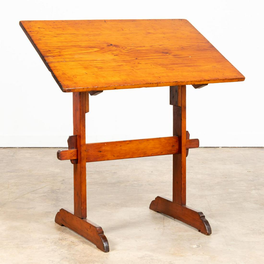 FRENCH PINE ADJUSTABLE DRAFTING TABLE, C. 1900 (1 of 6)