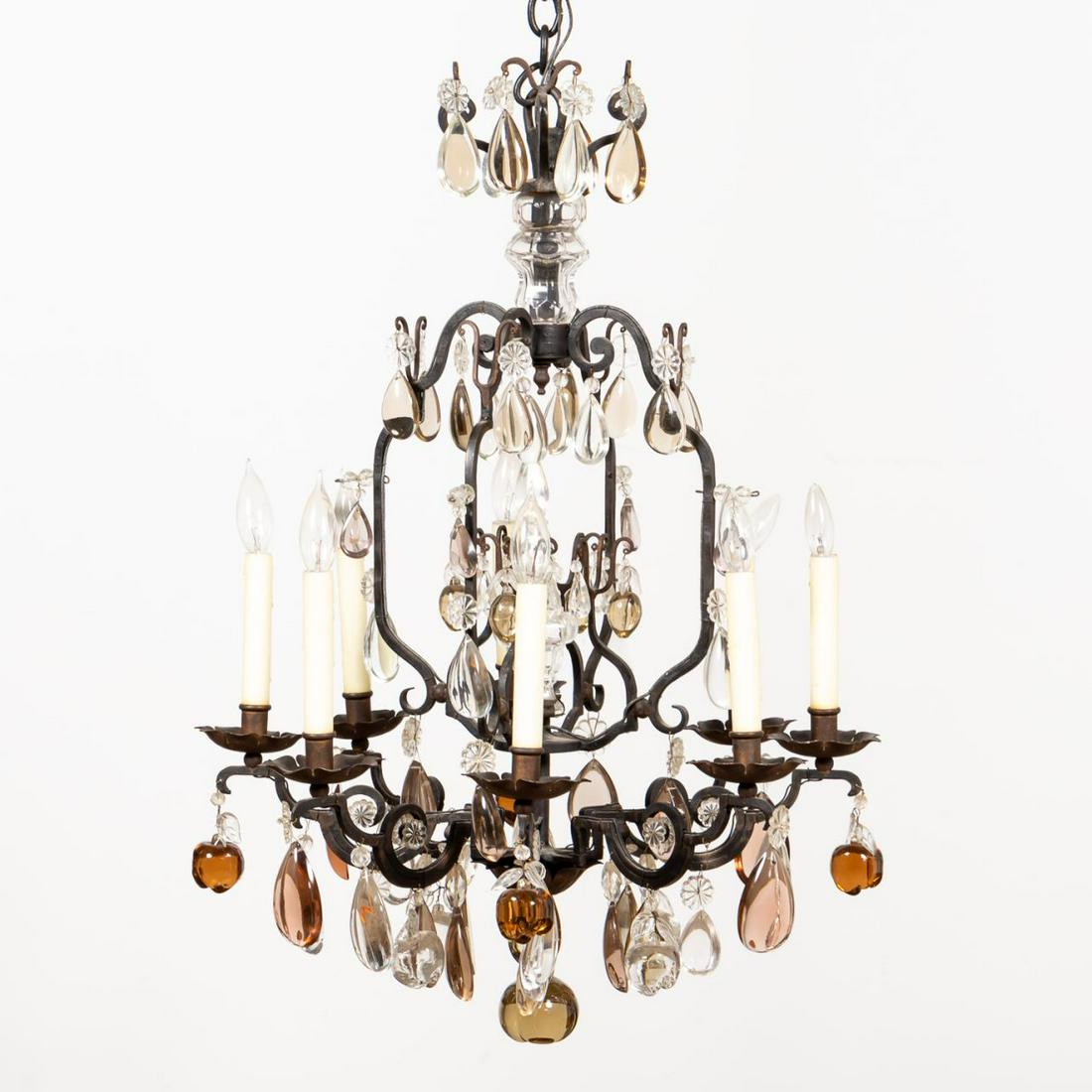 LOUIS XV STYLE EIGHT-LIGHT GLASS FRUIT CHANDELIER (1 of 5)