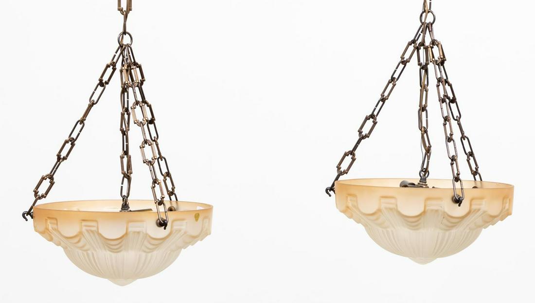 PAIR, CVV VIANNE PENDANT ART GLASS CHANDELIERS (1 of 6)