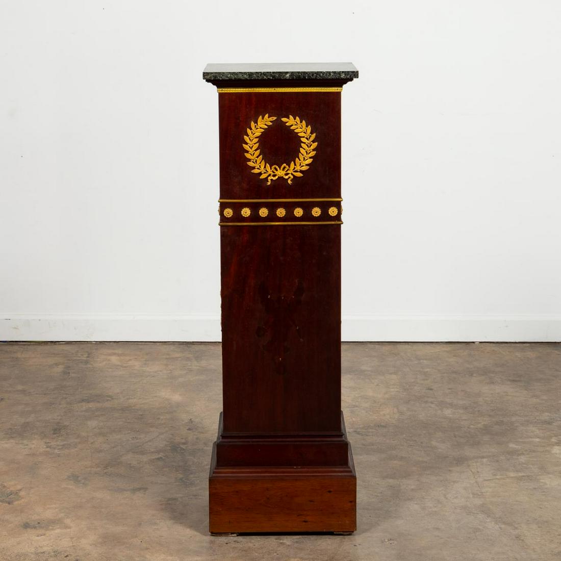 19TH C. EMPIRE ORMOLU MOUNTED PEDESTAL, MARBLE TOP (1 of 6)