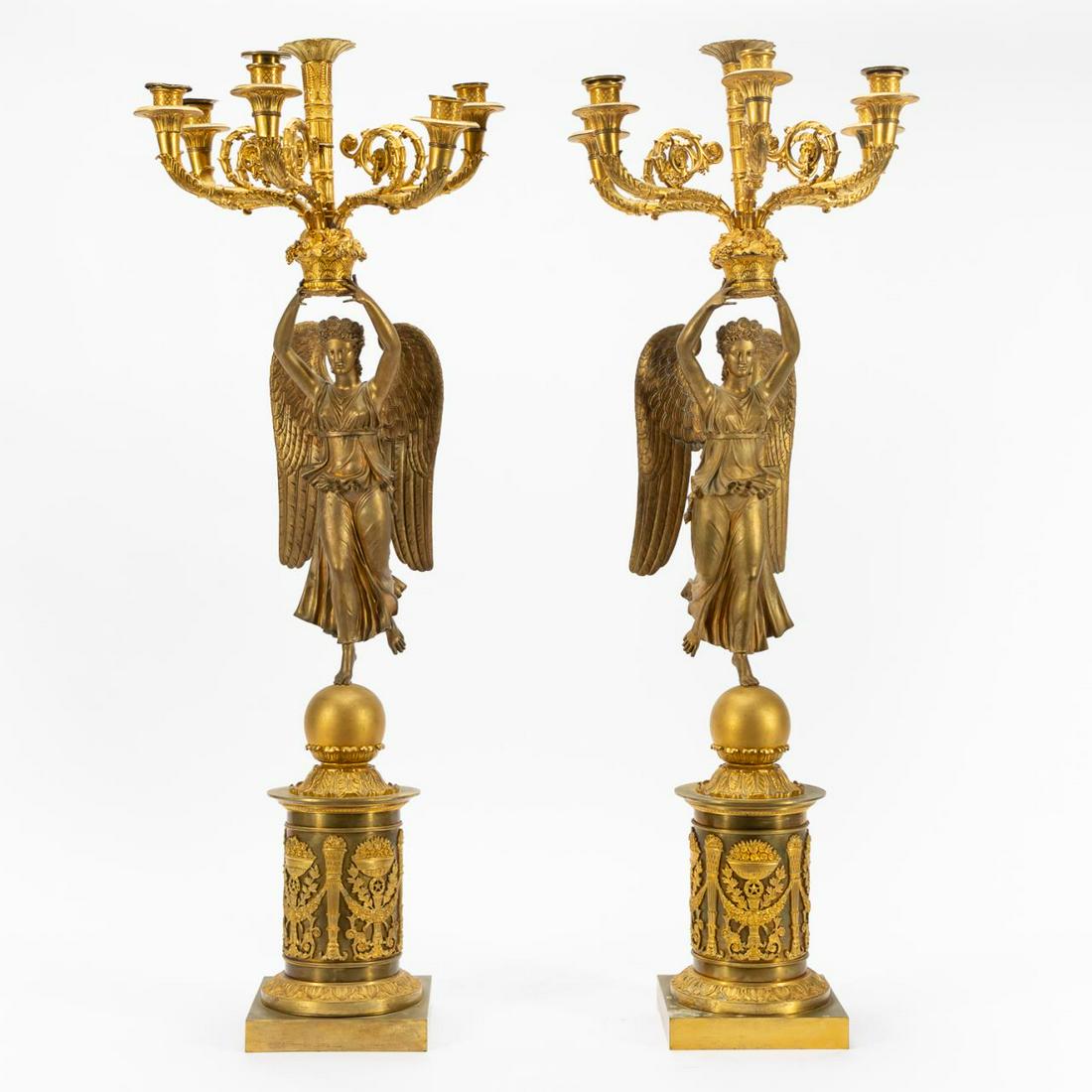 PR. 19TH C. VICTORY EMPIRE ORMOLU CANDELABRA (1 of 6)