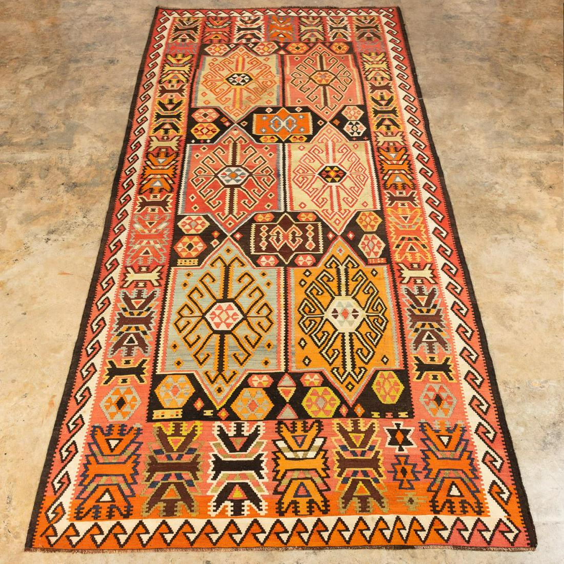 KUBA KILIM CARPET, 12'6" x 5'11 (1 of 4)