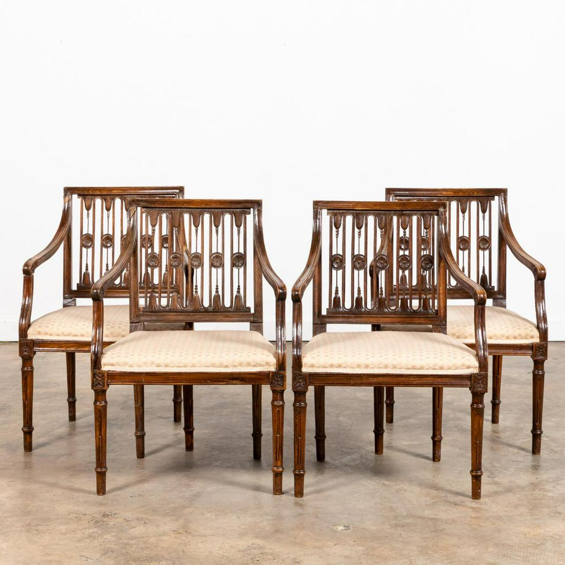 FOUR 19TH C. ITALIAN NEOCLASSICAL STYLE ARMCHAIRS (1 of 5)