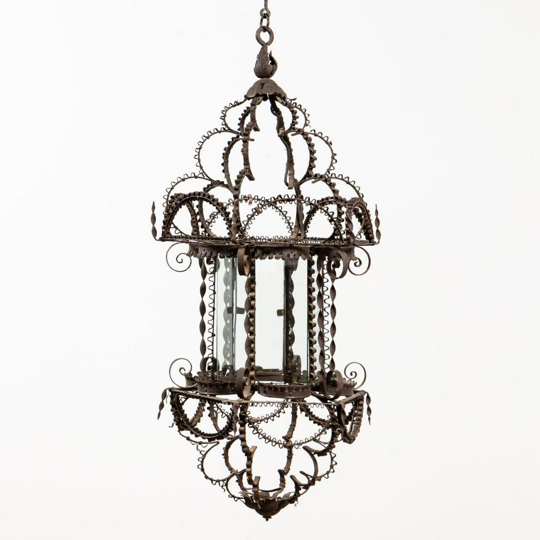 19TH C. ITALIAN SCROLLED WROUGHT IRON LANTERN (1 of 5)