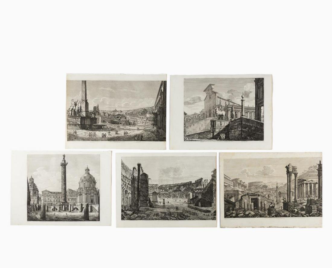 5 PCS, ROSSINI ARCHITECTURAL ENGRAVINGS, ROME (1 of 6)