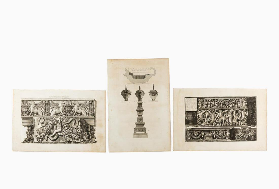 3 PCS PIRANESI ENGRAVINGS, FRIEZE AND SARCOPHAGI (1 of 6)