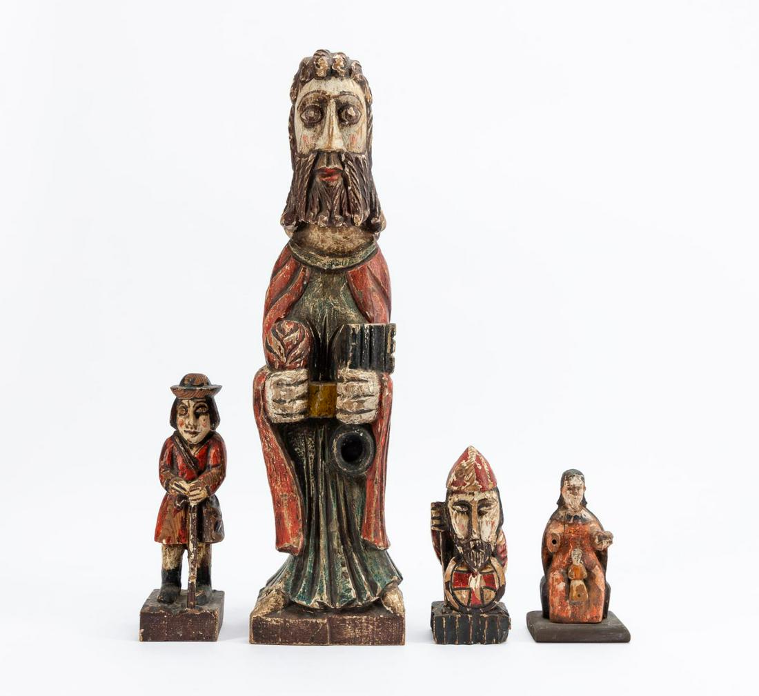 4 PCS, CARVED & PAINTED SANTOS & FOLK ART FIGURES (1 of 9)