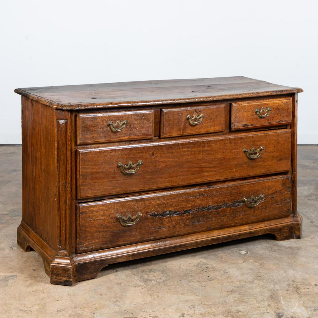 18TH C. CONTINENTAL BAROQUE FIVE-DRAWER OAK CHEST (1 of 6)