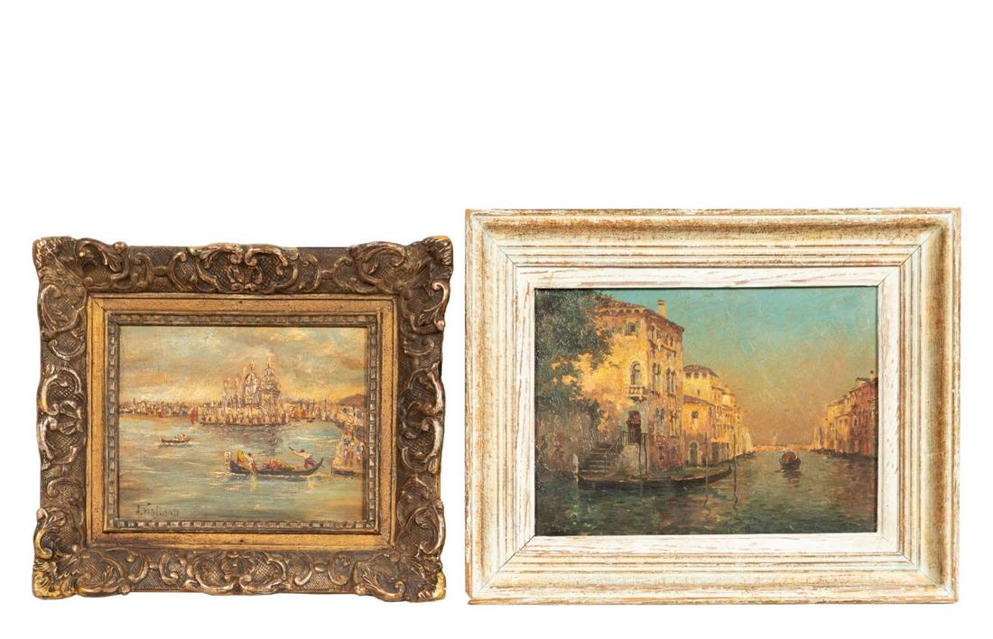 2 PCS, VENETIAN CITYSCENE OIL PAINTINGS, FRAMED (1 of 5)