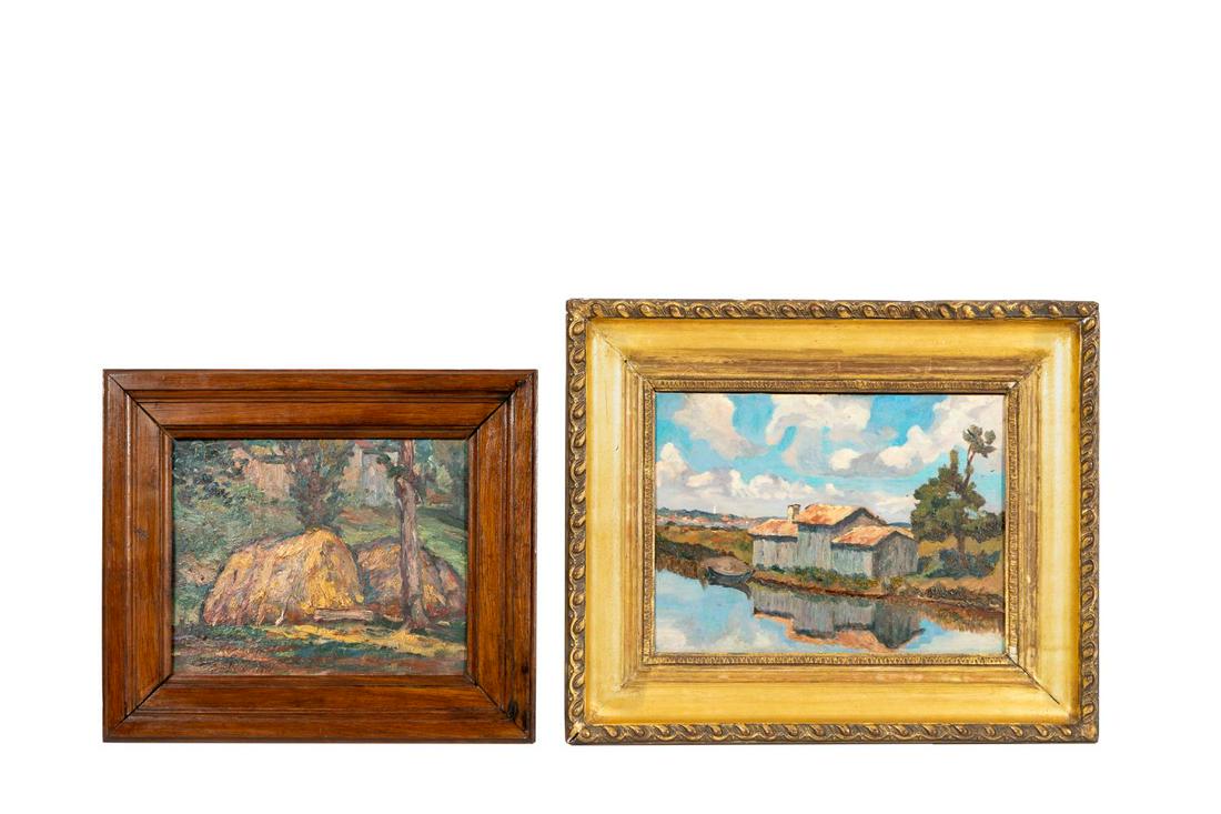 2 PCS, CONTINENTAL SCHOOL OIL PAINTINGS, FRAMED (1 of 4)