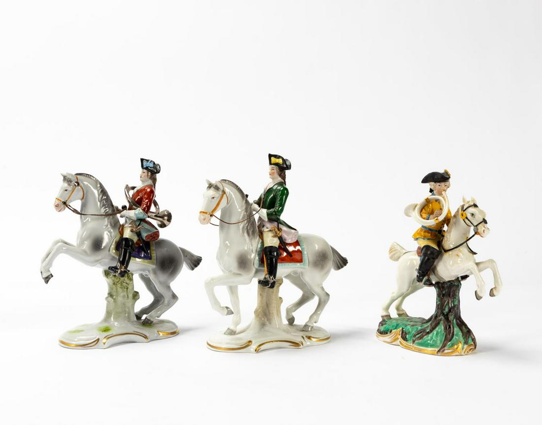 3PCS, PORCELAIN EQUESTRIAN FIGURINES, SITZENDORF (1 of 7)