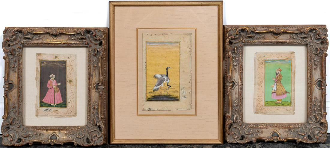 THREE FRAMED 19TH C. PERSIAN FIGURAL MANUSCRIPTS (1 of 4)