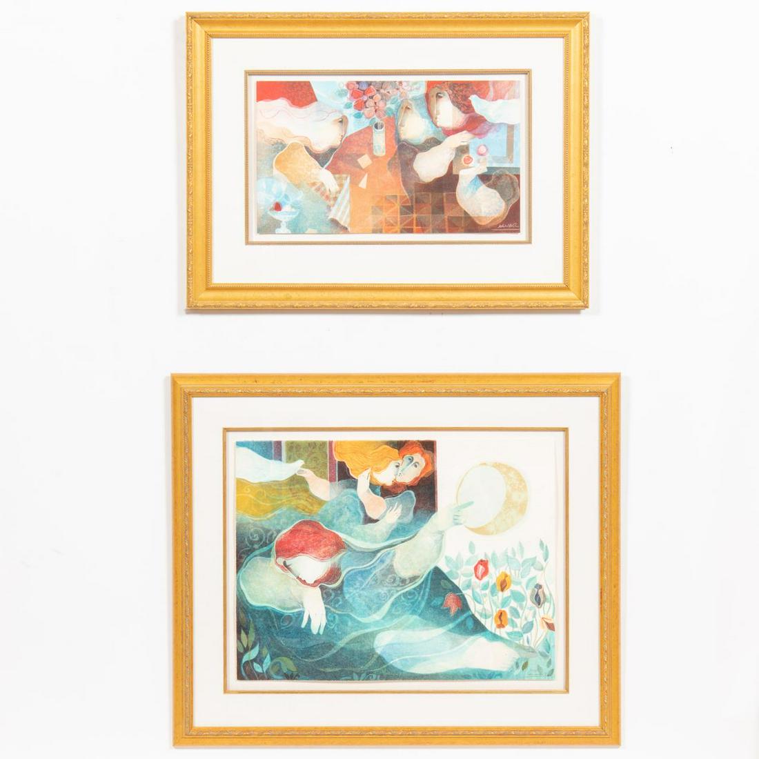 2PCS, ALVAR FIGURAL LITHOGRAPHS, FRAMED (1 of 5)