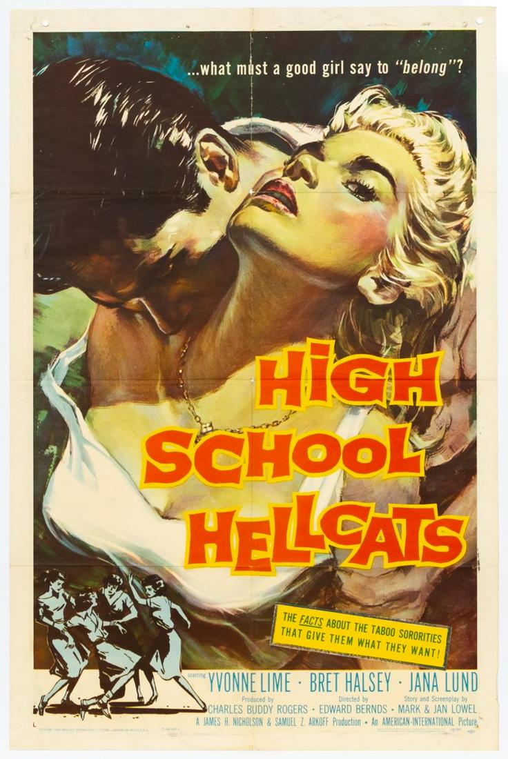 "HIGH SCHOOL HELLCATS" 1958 ORIGINAL MOVIE POSTER (1 of 4)