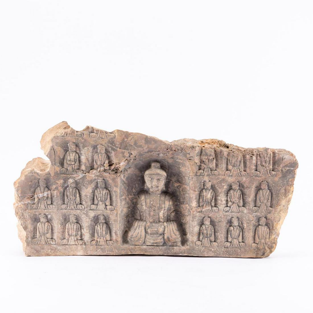 ASIAN CARVED STONE BUDDHIST ARCHITECTURAL FRAGMENT (1 of 5)