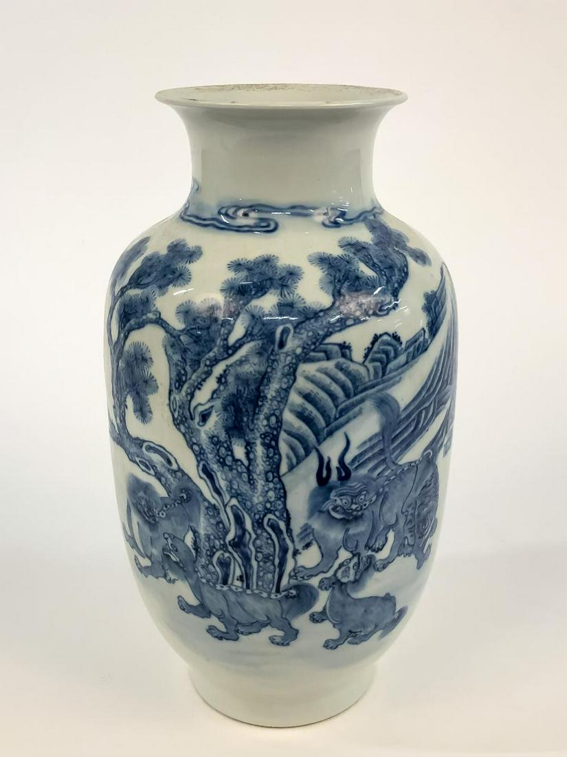 CHINESE QING STYLE BLUE AND WHITE BALUSTER VASE (1 of 8)