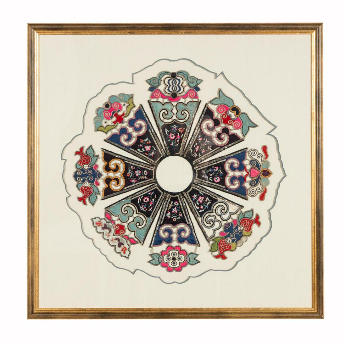 FRAMED CHINESE SILK EMBROIDERED & BEADED COLLAR (1 of 3)