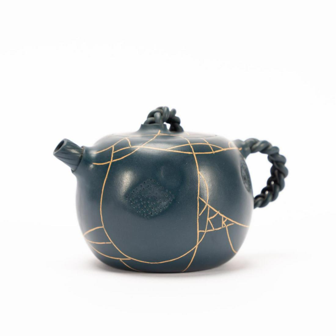 CHINESE YIXING ZISHA DARK BLUE TEAPOT (1 of 6)