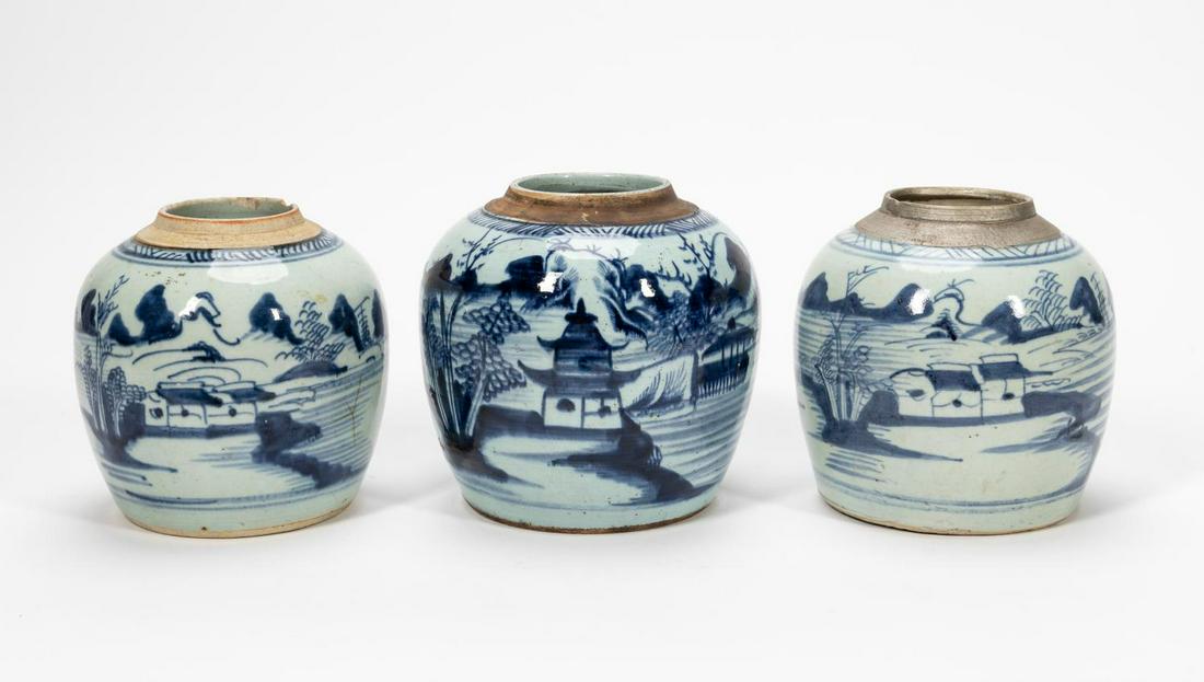 GROUP OF 3 CANTON PORCELAIN GINGER JARS (1 of 5)
