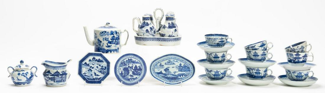 BLUE CANTON PARTIAL TEA SERVICE, 27PCS (1 of 3)