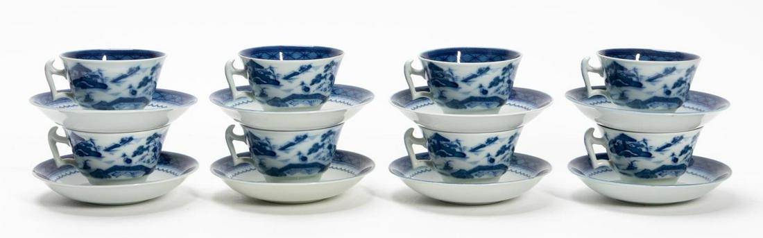 MOTTAHEDEH "BLUE CANTON" CUPS & SAUCERS (1 of 5)
