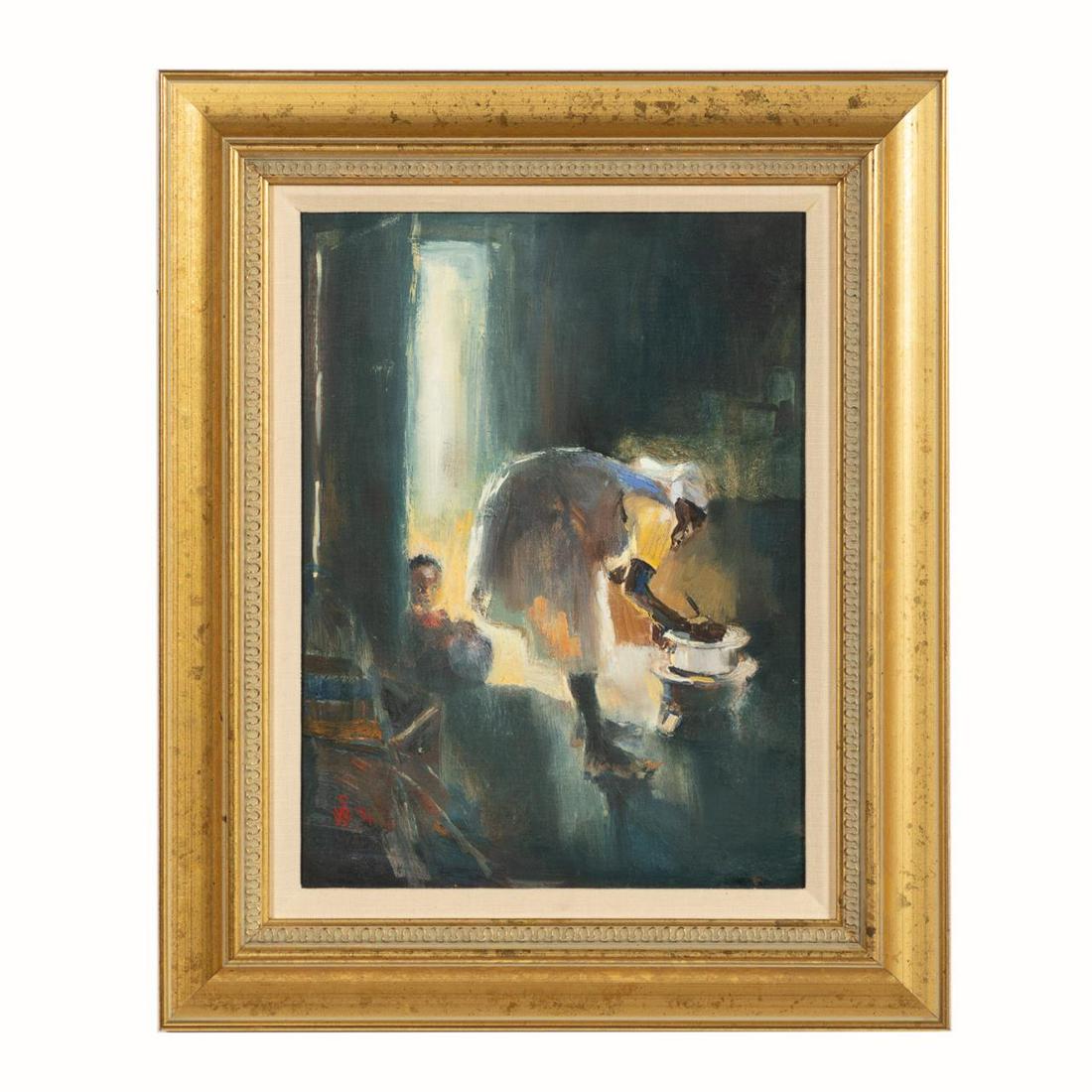 SOPHIE WALBEOFFE, KIKUYU WOMAN COOKING, FRAMED (1 of 4)