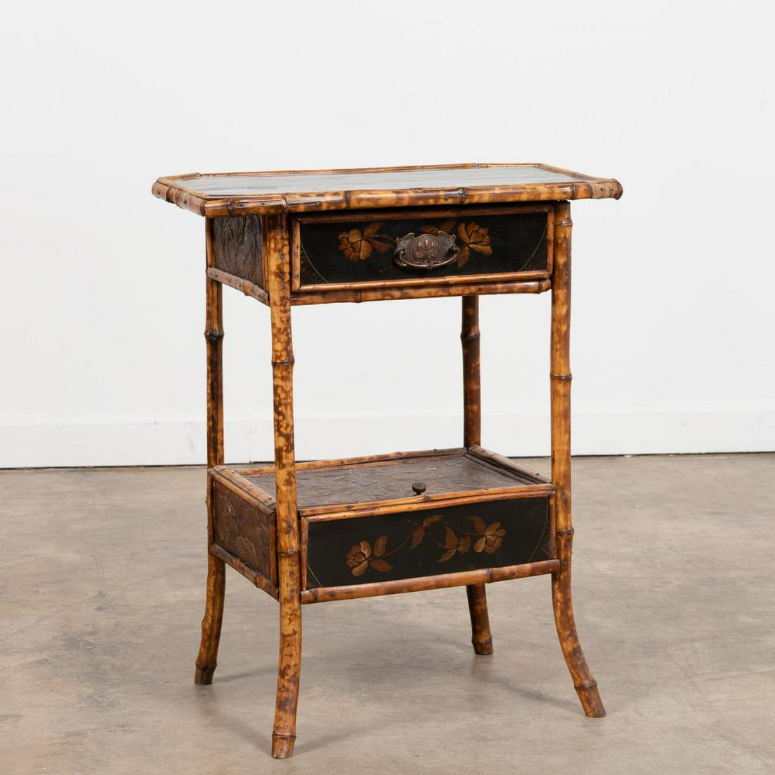 L. 19TH C. AESTHETIC JAPANNED & BAMBOO TABLE (1 of 5)
