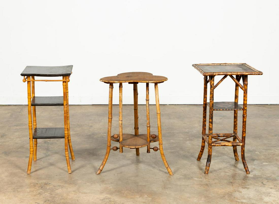 L. 19TH C. GROUP OF THREE BAMBOO OCCASIONAL TABLES (1 of 6)