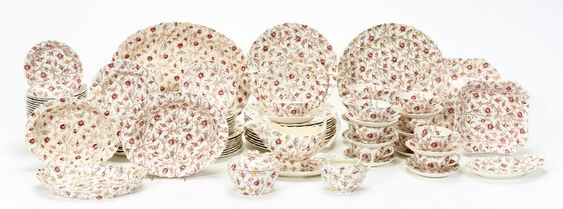 92 PC SPODE "ROSEBUD CHINTZ" DINNER SERVICE FOR 10 (1 of 12)