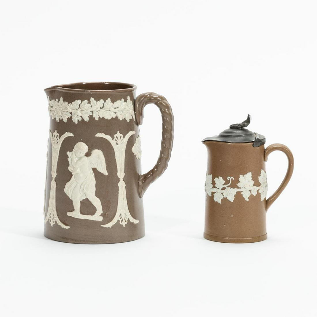 BROWN JASPERWARE; SYRUP PITCHER & CREAM PITCHER (1 of 5)