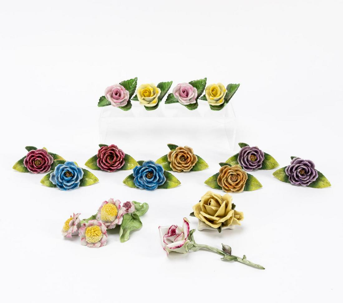 15PC PORCELAIN FLOWER CARDHOLDERS, HEREND & OTHERS (1 of 6)