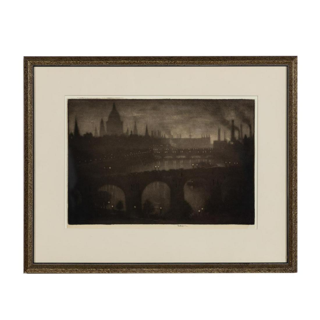 JOSEPH PENNELL, LONDON CITYSCAPE MEZZOTINT 1909 (1 of 3)