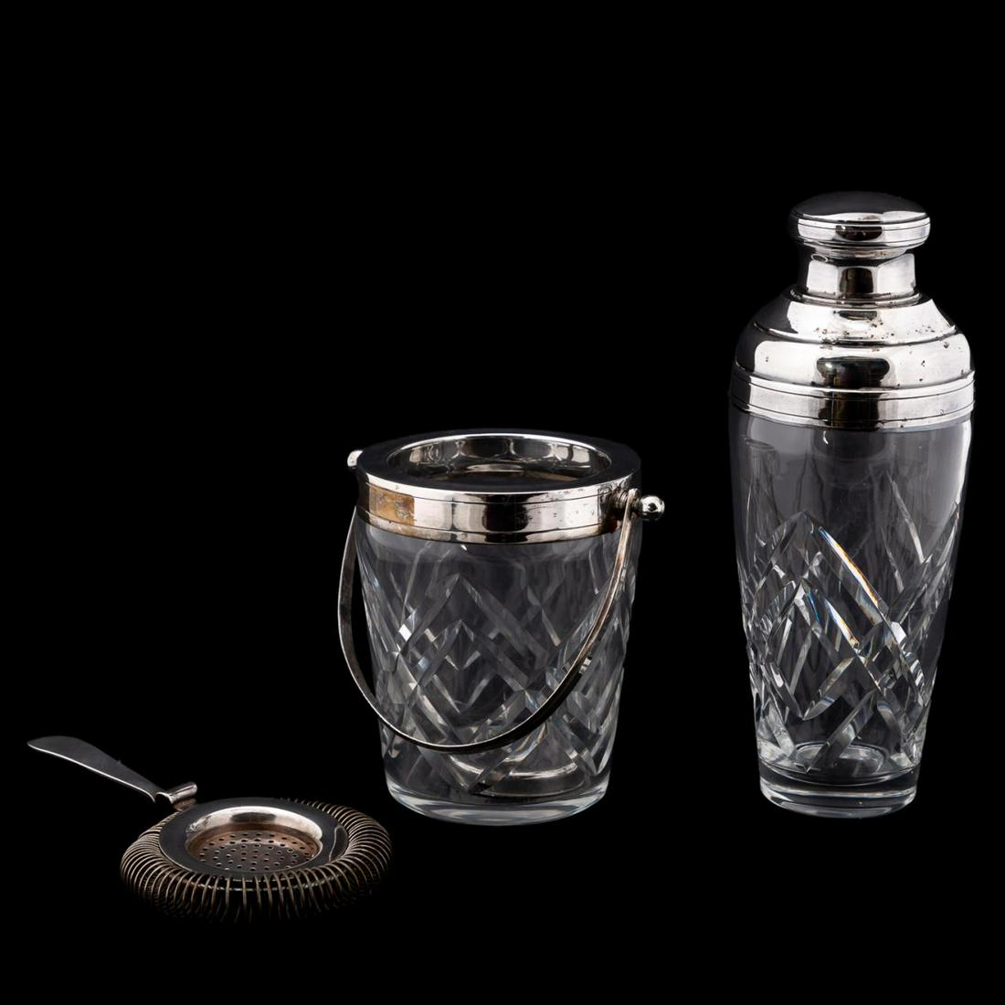 3 PIECES, CRYSTAL & SILVERPLATE BARWARE SET (1 of 5)