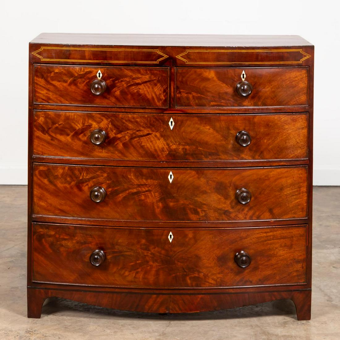ENGLISH GEORGE III INLAID MAHOGANY CHEST, C. 1810 (1 of 6)