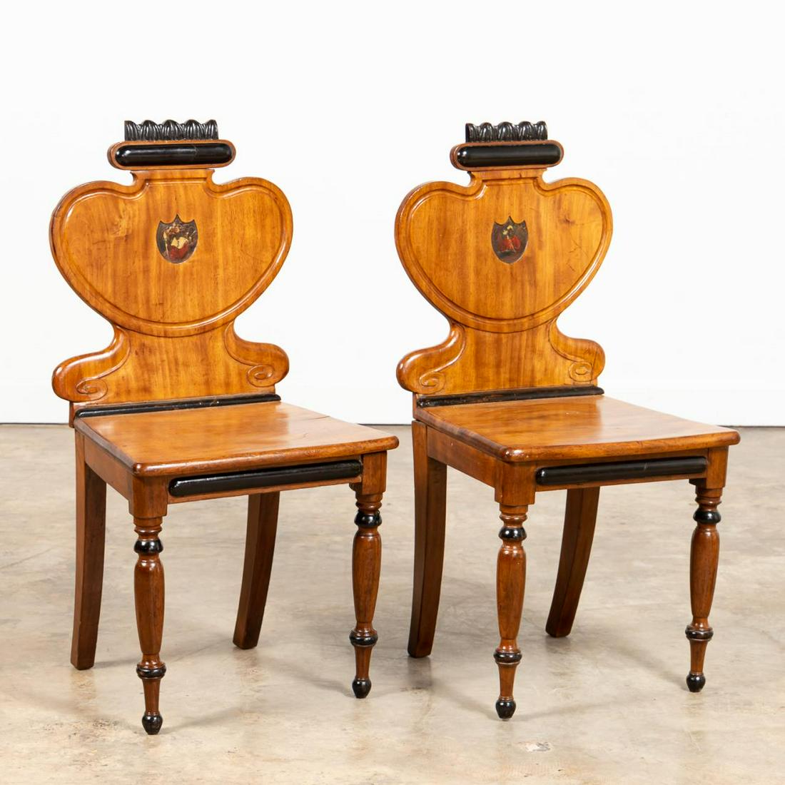 PAIR, 19TH C. WILLIAM IV SHIELD BACK WALNUT CHAIRS (1 of 4)