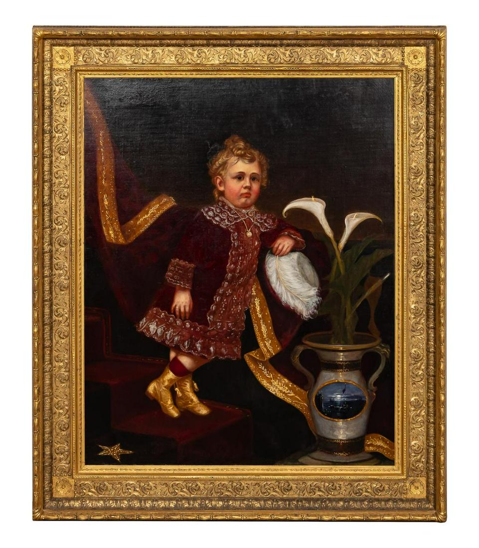 AMERICAN SCHOOL PORTRAIT OF CHILD, OIL ON CANVAS (1 of 5)