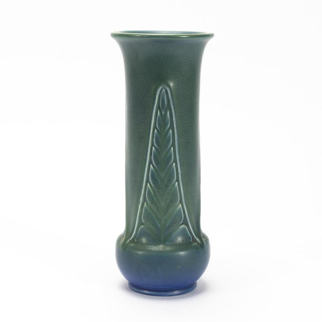 ROOKWOOD POTTERY VASE, MATTE GREEN & BLUE (1 of 5)