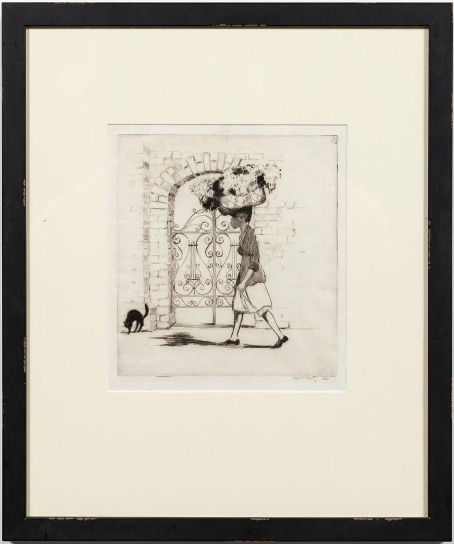 ALFRED HUTTY, FLOWER SELLER ETCHING, 1931 (1 of 3)