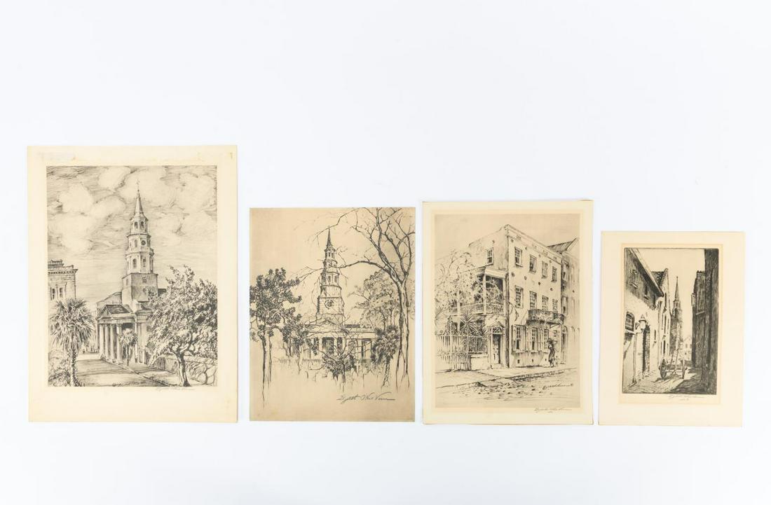 4 PCS, ELIZABETH O. VERNER CHARLESTON LITHOGRAPHS (1 of 5)