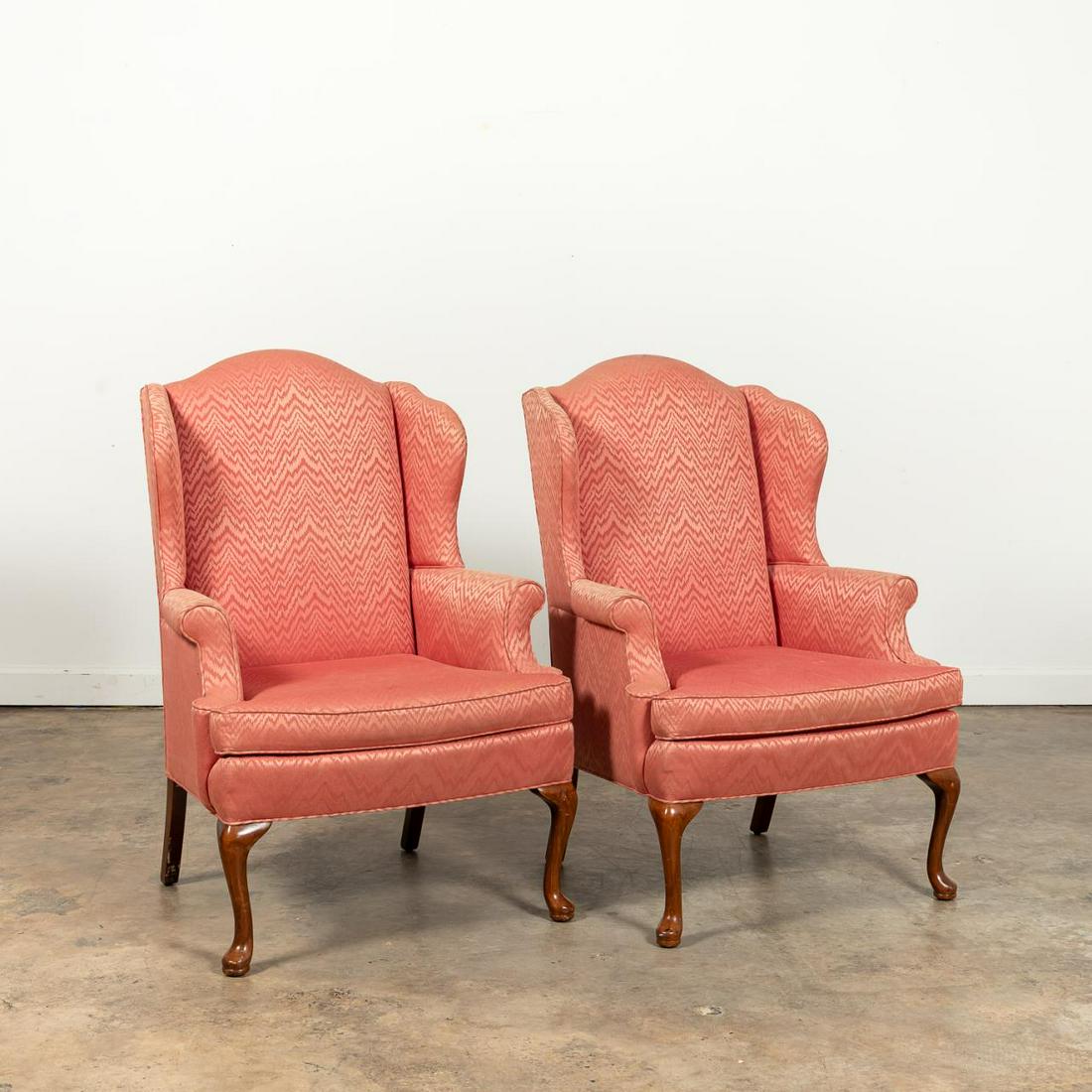 PAIR OF AMERICAN QUEEN ANNE STYLE WINGBACK CHAIRS (1 of 5)