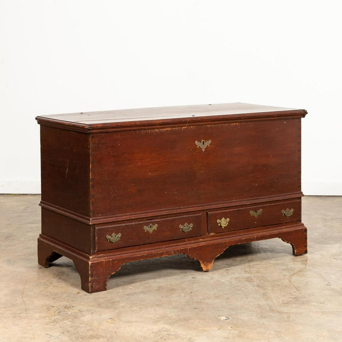 18TH C. MAHOGANY BLANKET CHEST WITH TWO DRAWERS (1 of 4)