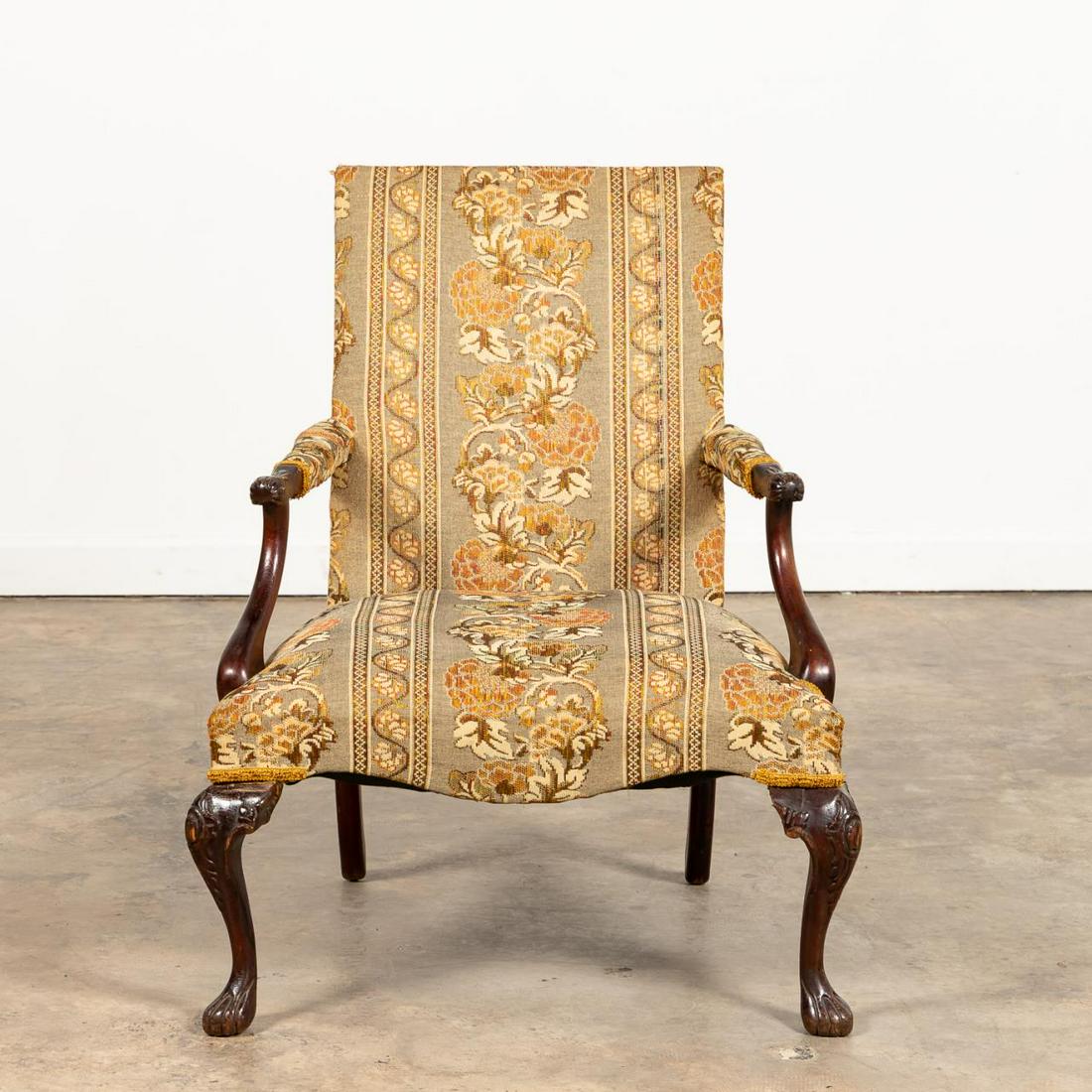 20TH C. CARVED MAHOGANY GAINSBOROUGH ARMCHAIR (1 of 5)