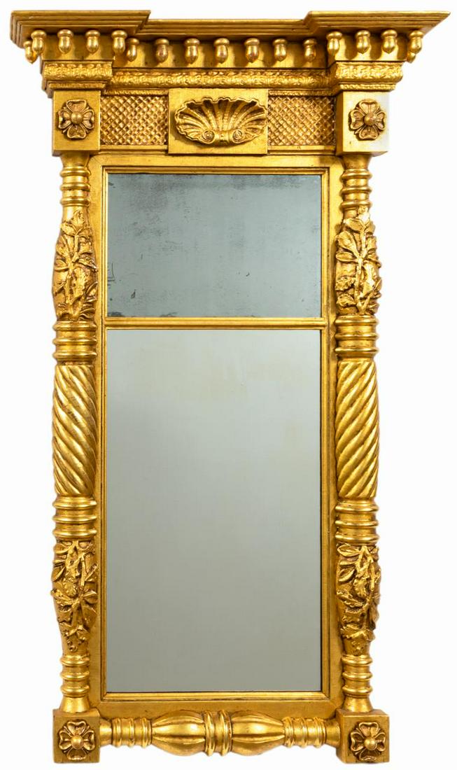 19TH C. AMERICAN FEDERAL SHELL TABERNACLE MIRROR (1 of 4)