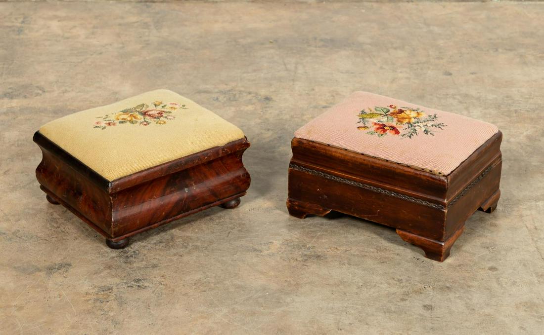 TWO, 19TH C. AMERICAN EMPIRE MAHOGANY FOOTSTOOLS (1 of 6)