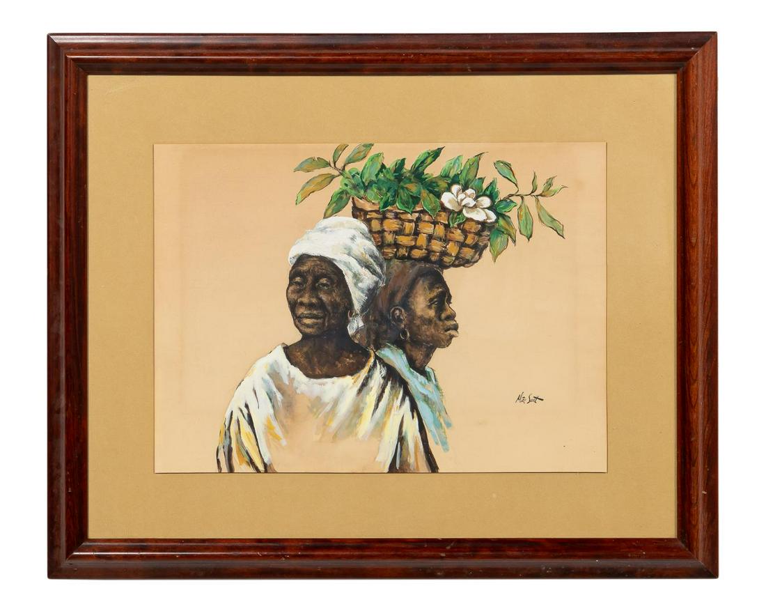 ALICE SCOTT, CHARLESTON FLOWER LADIES, GOUACHE (1 of 4)