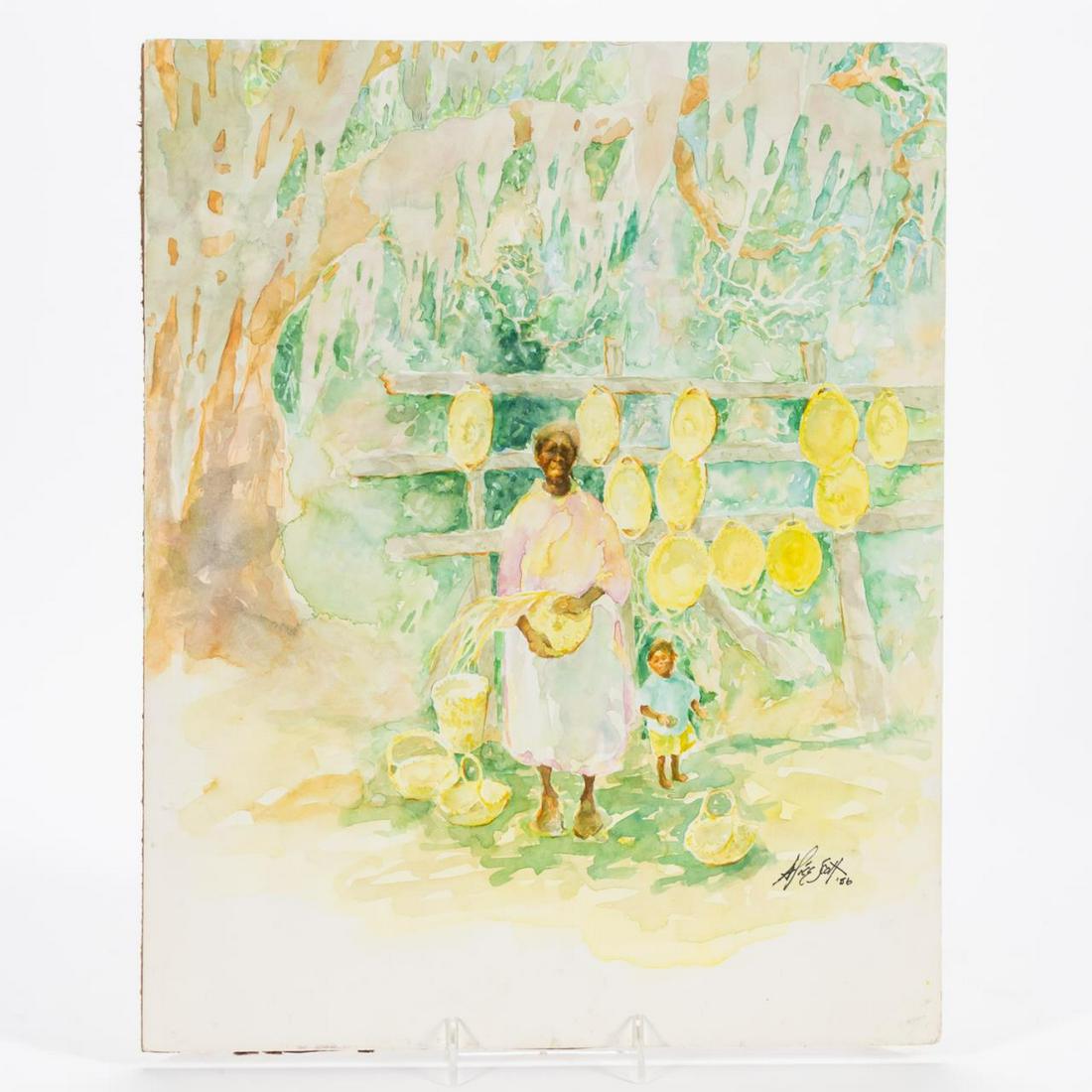 ALICE SCOTT, CHARLESTON BASKET WEAVER, WATERCOLOR, (1 of 6)